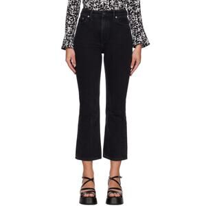 Ganni Denim washed black Betzy Cropped Jeans, size 24, MSRP $215